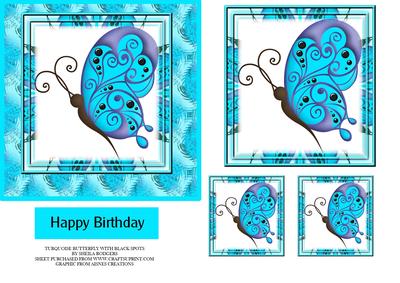 Turquoise Butterfly with Black Spots