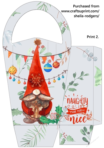 LARGE ROUND TOP GIFT BAG - NAUGHTY RED GNOME