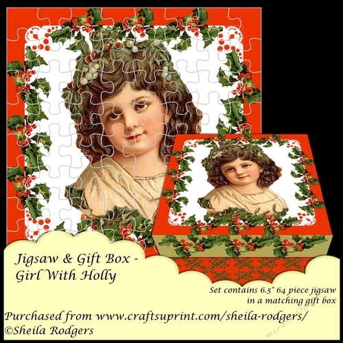 JIGSAW AND GIFT BOX - GIRL WITH HOLLY