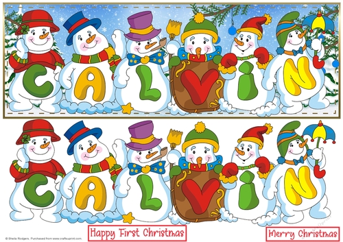 SNOWMEN NAMES LARGE DL - CALVIN