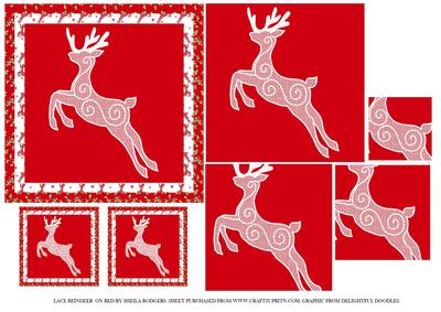 Lace Reindeer on Red
