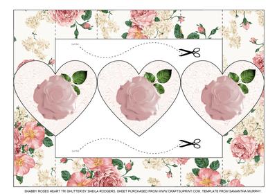 Shabby Roses Heart Tri Shutter