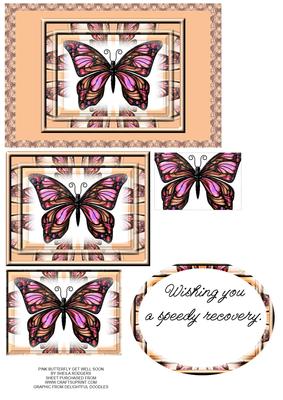 Pink Butterfly Get Well Soon