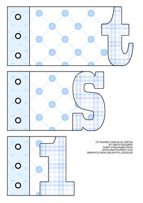 1st Shaped Card Blue Tartan