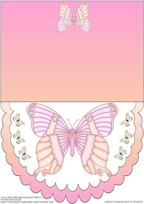 Scalloped Pink and Peach Butterfly