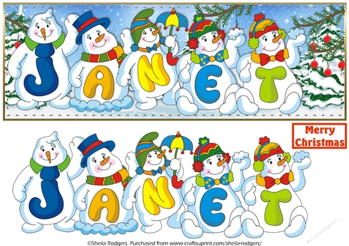 SNOWMEN NAMES LARGE DL - JANET