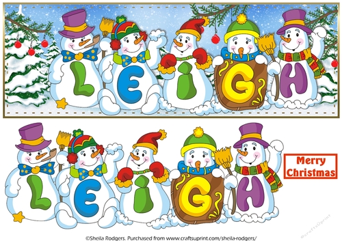 SNOWMEN NAMES LARGE DL - LEIGH