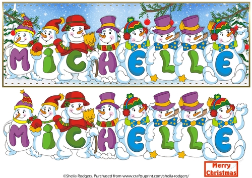 SNOWMEN NAMES LARGE DL - MICHELLE