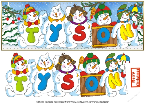 SNOWMEN NAMES LARGE DL - TYSON