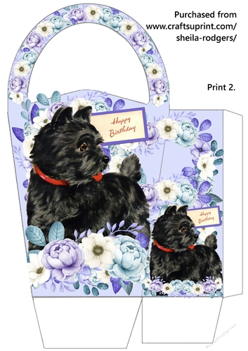 LARGE ROUND TOP GIFT BAG - BLACK TERRIER