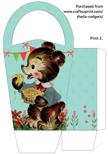 LARGE ROUND TOP GIFT BAG - HONEY BEAR 2