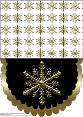 Scalloped Gold Snowflake on Black