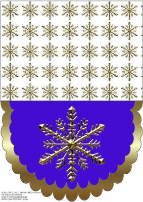 Scalloped Gold Snowflake on Blue