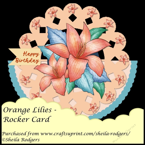 ROCKER CARD - ORANGE LILIES