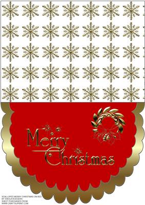 Scalloped Merry Christmas on Red