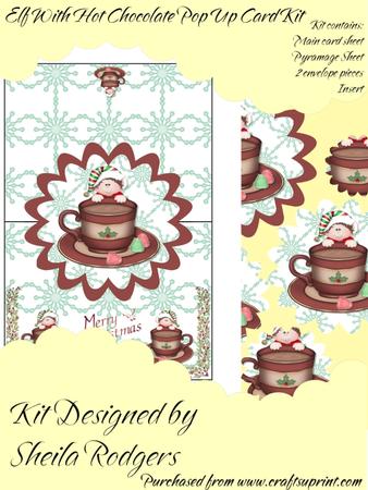 Elf with Hot Chocolate Pop Up Card Kit