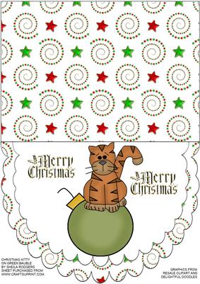 Christmas Kitty on Green Bauble