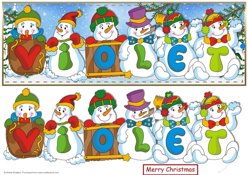 SNOWMEN NAMES LARGE DL - VIOLET