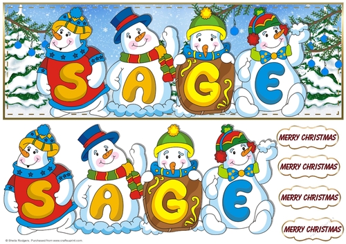 SNOWMEN NAMES LARGE DL - SAGE