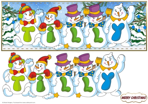 SNOWMEN NAMES LARGE DL - TILLY