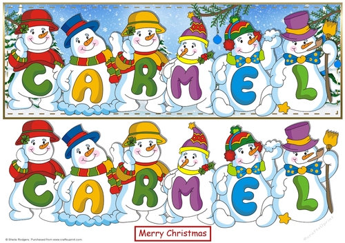 SNOWMEN NAMES LARGE DL - CARMEL