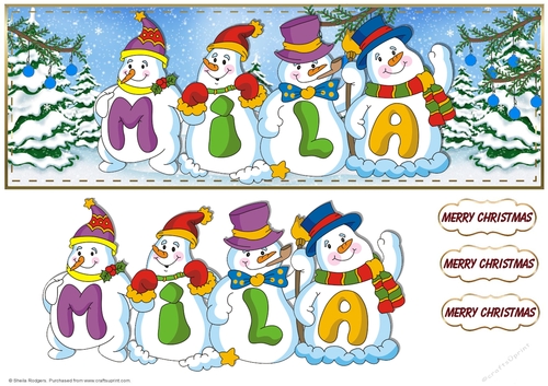 SNOWMEN NAMES LARGE DL - MILA