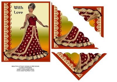 Beautiful Ethnic Woman in Red Gown