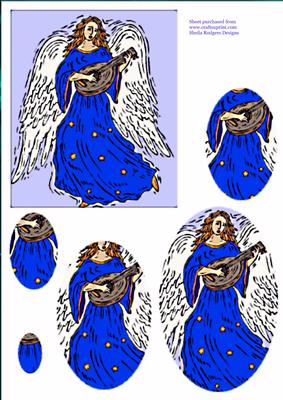 Angel in Blue Dress with Lute