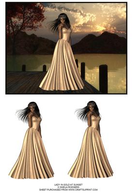 Lady in Gold at Sunset