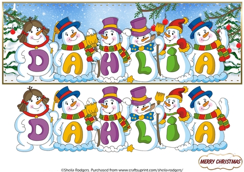SNOWMEN NAMES LARGE DL - DAHLIA