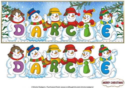 SNOWMEN NAMES LARGE DL - DARCIE