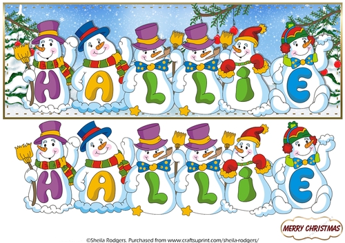 SNOWMEN NAMES LARGE DL -  HALLIE