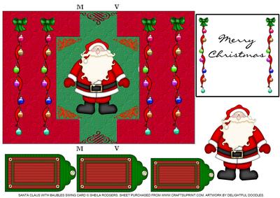Santa Claus with Baubles - Swing Card
