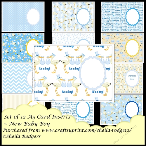 NEW BABY BOY - SET OF 12 A5 INSERTS