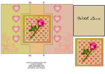Rose with Hearts Swing Card