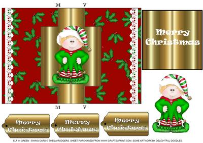 Elf in Green - Swing Card