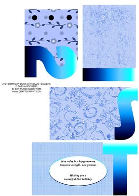 21st Birthday Book with Blue Flowers