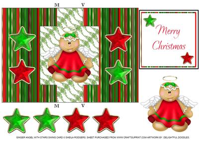 Ginger Angel with Stars Swing Card