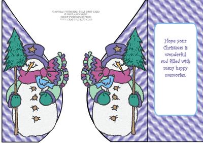Snowman with Bird Tear Drop Card