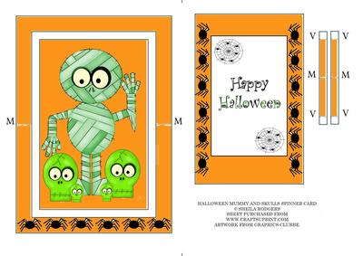 Halloween Mummy and Skulls Spinner Card