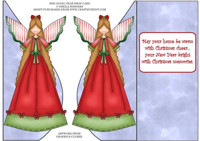 Red Angel Tear Drop Card