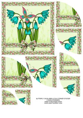 Butterfly on Bluebells Duo Corner Stacker