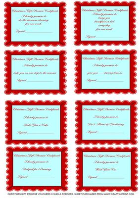 Christmas Gift Promise Vouchers