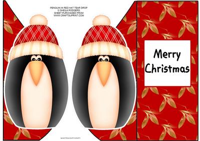 Penguin in Red Hat Tear Drop