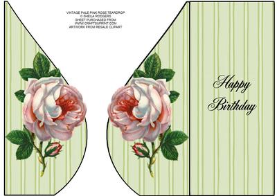 Vintage Pale Pink Rose Teardrop