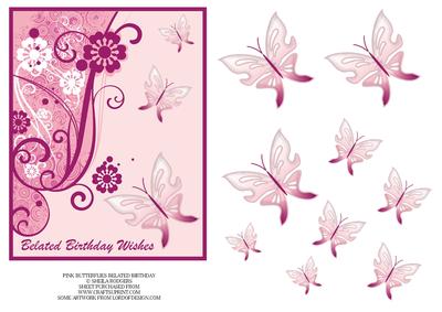 Pink Butterflies Belated Birthday
