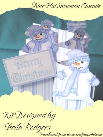 Blue Hat Snowman Cascade Card Kit