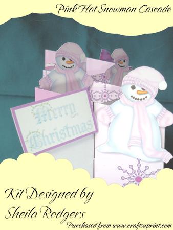 Pink Hat Snowman Cascade Card Kit