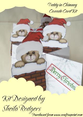 Teddy in Chimney Cascade Card Kit