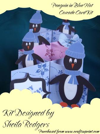 Penguin in Blue Hat Cascade Card Kit